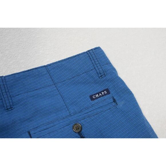 Chaps Ralph Lauren Khaki Chino Shorts Blue Casual Flat 9" INS Mens Sz 36 NWT - Picture 1 of 5